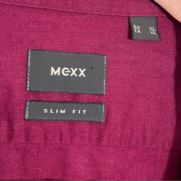 Mexx men burgundy button down preppy casual career work short sleeve shirt - Picture 2 of 8